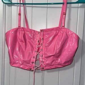 Pink Lace-Up Bustier Top and bottoms